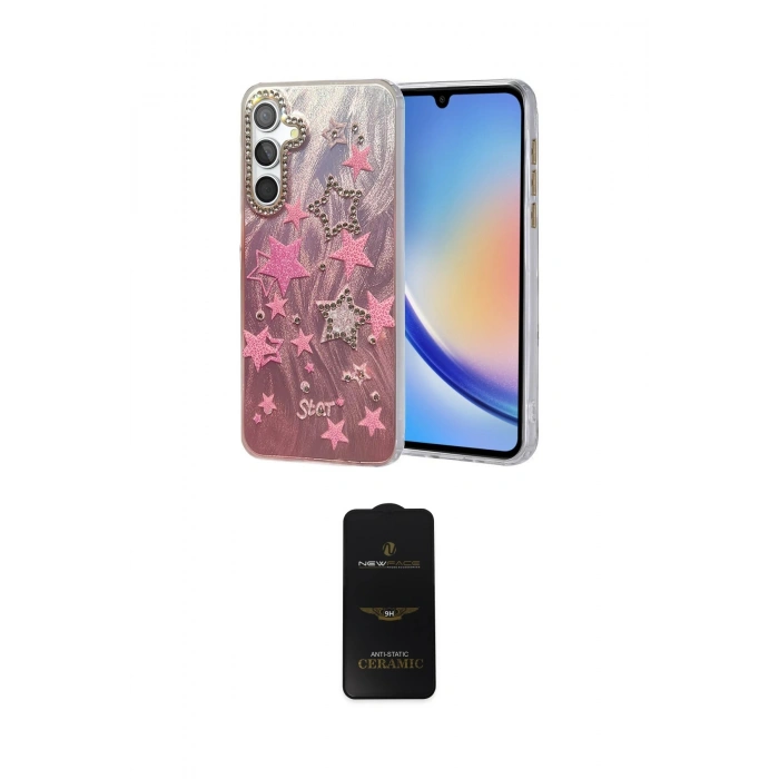MARSİLYAN™- Galaxy A34 5G Kılıf Zirve Modern Prime - Siyah 6D Antistatik Mat Seramik Hayalet Nano Ekran Koruyucu