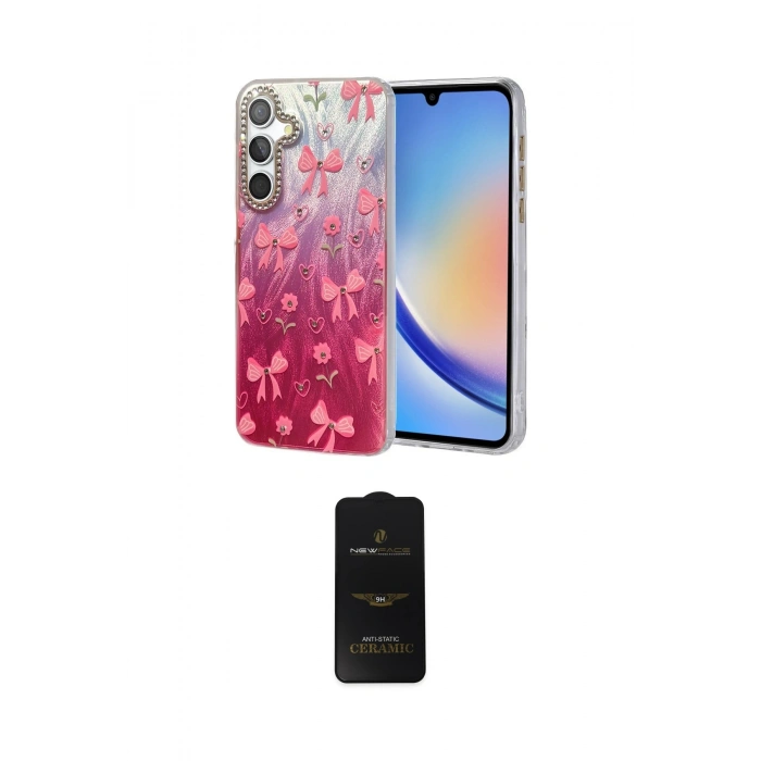 MARSİLYAN™- Galaxy A34 5G Kılıf Zirve Modern Prime - Siyah 6D Antistatik Mat Seramik Hayalet Nano Ekran Koruyucu