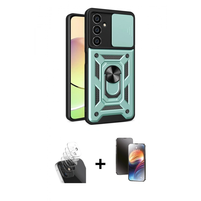 MARSİLYAN™- Galaxy A35 5G Kılıf Ahenk Klasik - Siyah 3D Antistatik Mat Seramik Nano Ekran Koruyucu + Kamera Lens Koruma Cam - SF