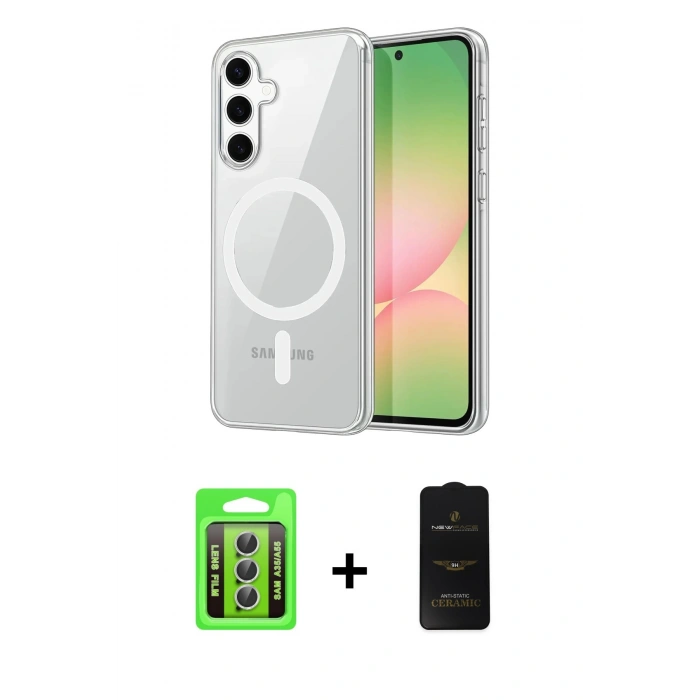 MARSİLYAN™- Galaxy A35 5G Kılıf Ahenk Minimal Serisi - Siyah 6D Antistatik Mat Seramik Hayalet Nano Ekran Koruyucu + Raze Metal Kamera Lens - GS