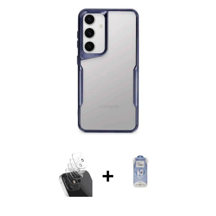 MARSİLYAN™- Galaxy A35 5G Kılıf Akış Çizgi Koleksiyonu - Siyah Joko Magic 5D Cam + Kamera Lens Koruma Cam - SF