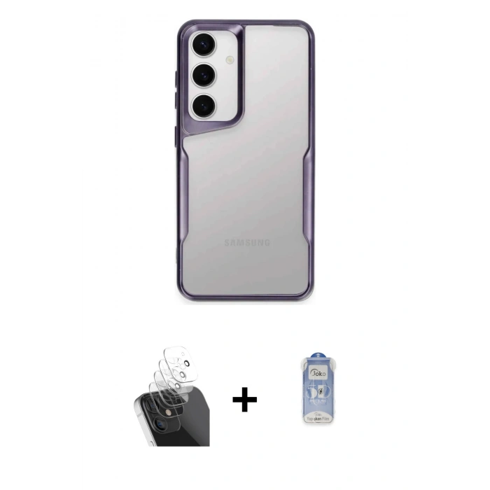 MARSİLYAN™- Galaxy A35 5G Kılıf Akış Çizgi Koleksiyonu - Siyah Joko Magic 5D Cam + Kamera Lens Koruma Cam - SF