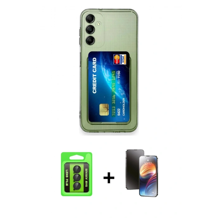MARSİLYAN™- Galaxy A35 5G Kılıf Doruk Klasik Koleksiyonu - Siyah 3D Antistatik Mat Seramik Nano Ekran Koruyucu + Raze Metal Kamera Lens - SH