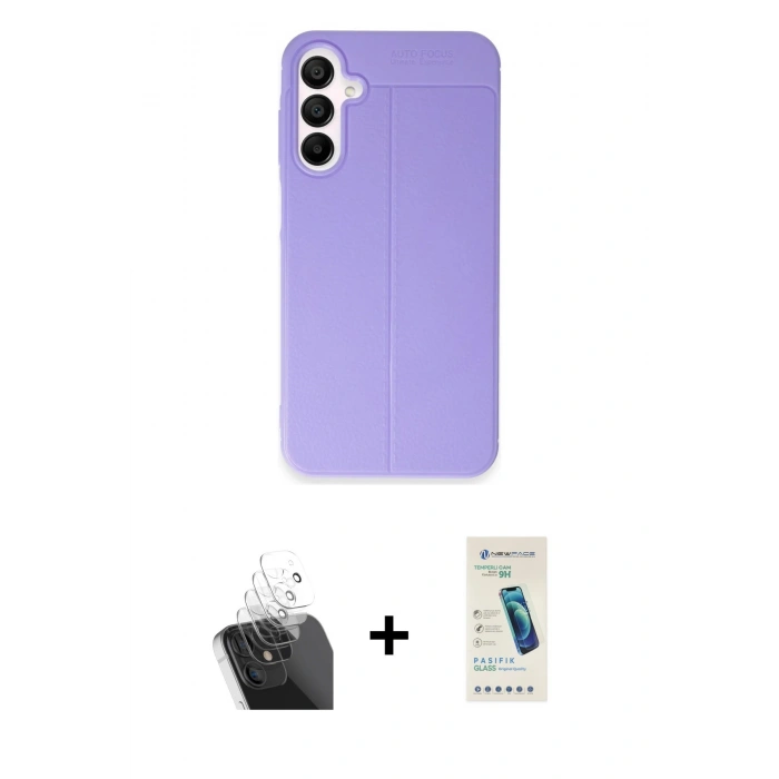 MARSİLYAN™- Galaxy A35 5G Kılıf Doruk Klasik Özel Seri - Şeffaf Pasifik Cam Ekran Koruyucu + Kamera Lens Koruma Cam - SF