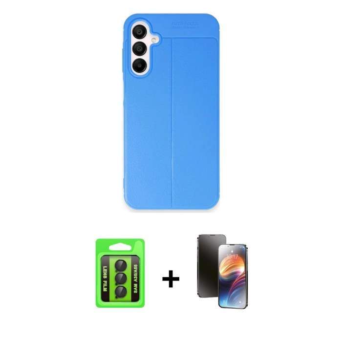 MARSİLYAN™- Galaxy A35 5G Kılıf Doruk Klasik Özel Seri - Siyah 3D Antistatik Mat Seramik Nano Ekran Koruyucu + Raze Metal Kamera Lens - SH