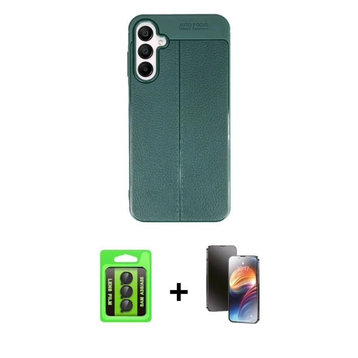 MARSİLYAN™- Galaxy A35 5G Kılıf Doruk Klasik Özel Seri - Siyah 3D Antistatik Mat Seramik Nano Ekran Koruyucu + Raze Metal Kamera Lens - SH