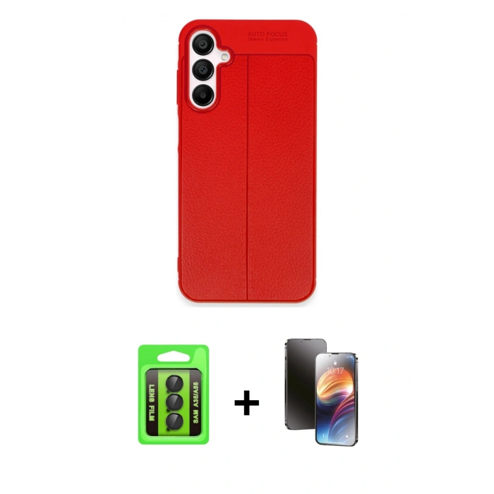 MARSİLYAN™- Galaxy A35 5G Kılıf Doruk Klasik Özel Seri - Siyah 3D Antistatik Mat Seramik Nano Ekran Koruyucu + Raze Metal Kamera Lens - SH