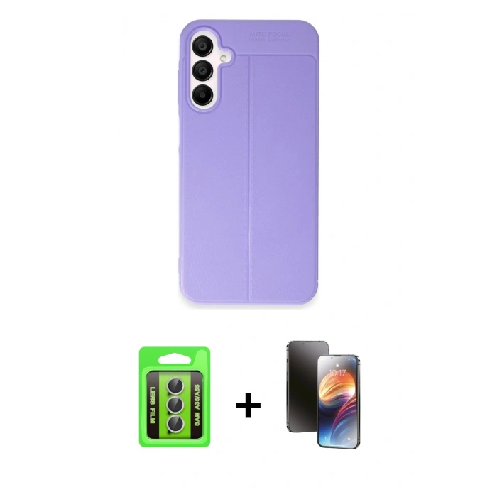 MARSİLYAN™- Galaxy A35 5G Kılıf Doruk Klasik Özel Seri - Siyah 3D Antistatik Mat Seramik Nano Ekran Koruyucu + Raze Metal Kamera Lens - GS