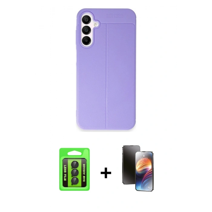 MARSİLYAN™- Galaxy A35 5G Kılıf Doruk Klasik Özel Seri - Siyah 3D Antistatik Mat Seramik Nano Ekran Koruyucu + Raze Metal Kamera Lens - SH