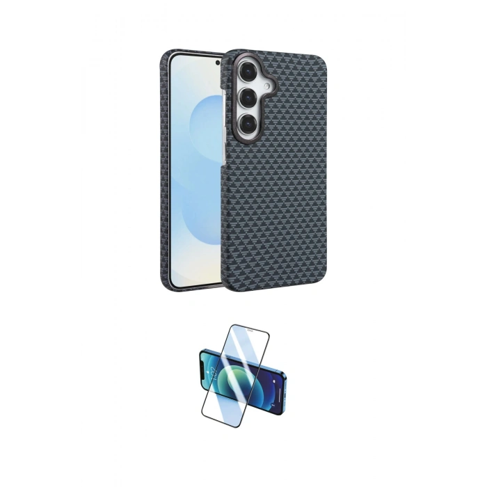 MARSİLYAN™- Galaxy A35 5G Kılıf Doruk Serisi - Siyah 3D Antistatik Cam Ekran Koruyucu
