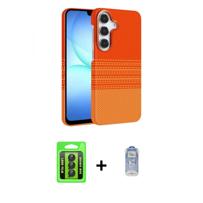 MARSİLYAN™- Galaxy A35 5G Kılıf Doruk Serisi - Siyah Joko Magic 5D Cam + Raze Metal Kamera Lens - SH