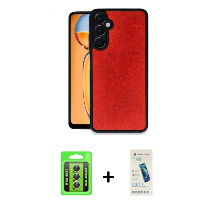 MARSİLYAN™- Galaxy A35 5G Kılıf Kıvılcım Işık Serisi - Şeffaf Pasifik Cam Ekran Koruyucu + Raze Metal Kamera Lens - GS