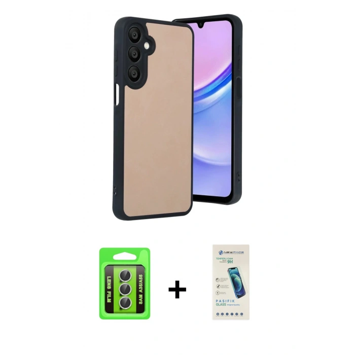 MARSİLYAN™- Galaxy A35 5G Kılıf Kıvılcım Işık Serisi - Şeffaf Pasifik Cam Ekran Koruyucu + Raze Metal Kamera Lens - GS