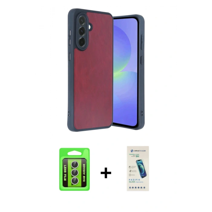 MARSİLYAN™- Galaxy A35 5G Kılıf Kıvılcım Işık Serisi - Şeffaf Pasifik Cam Ekran Koruyucu + Raze Metal Kamera Lens - GS