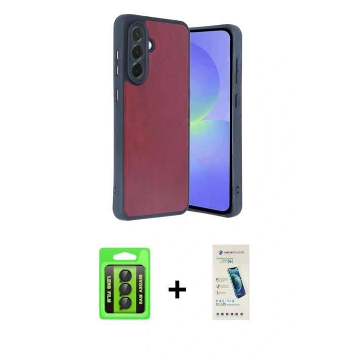 MARSİLYAN™- Galaxy A35 5G Kılıf Kıvılcım Işık Serisi - Şeffaf Pasifik Cam Ekran Koruyucu + Raze Metal Kamera Lens - SH