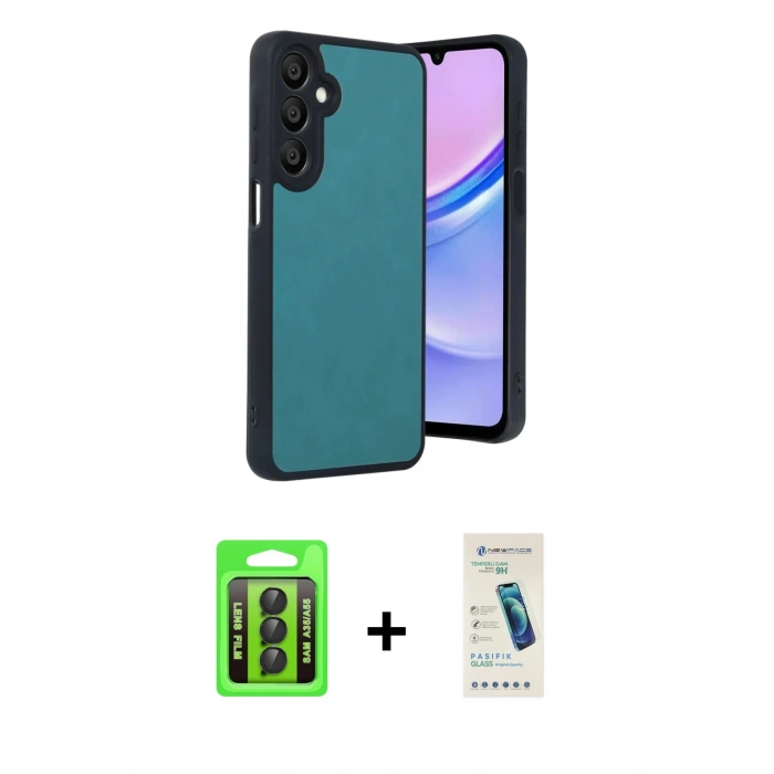 MARSİLYAN™- Galaxy A35 5G Kılıf Kıvılcım Işık Serisi - Şeffaf Pasifik Cam Ekran Koruyucu + Raze Metal Kamera Lens - SH