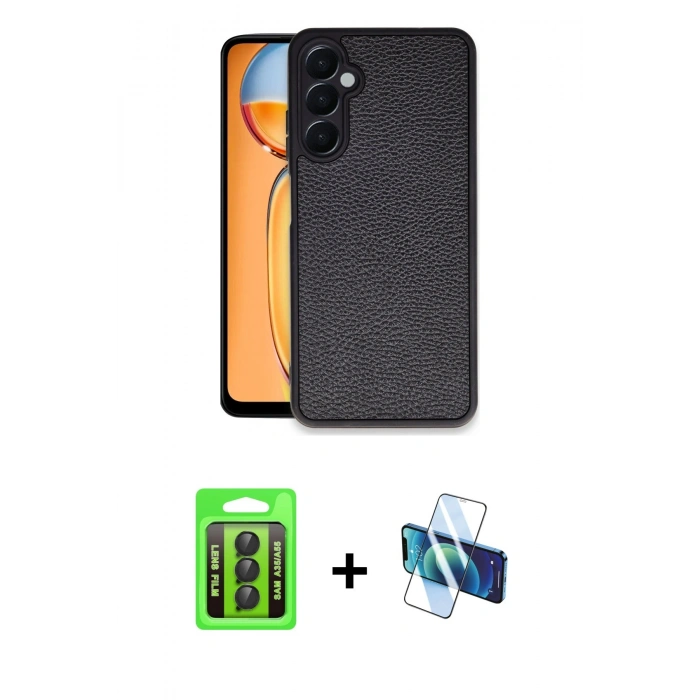 MARSİLYAN™- Galaxy A35 5G Kılıf Kıvılcım Işık Serisi - Siyah 3D Antistatik Seramik Nano Ekran Koruyucu + Raze Metal Kamera Lens - SH