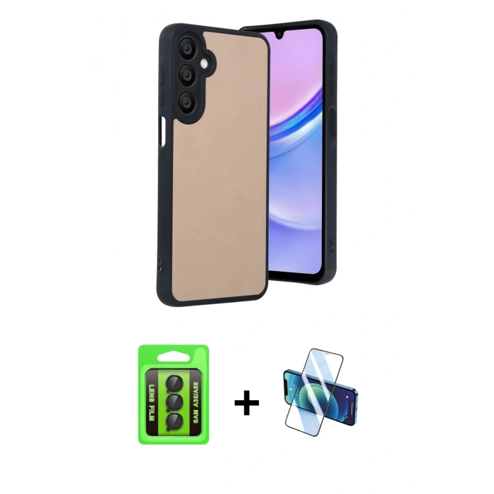 MARSİLYAN™- Galaxy A35 5G Kılıf Kıvılcım Işık Serisi - Siyah 3D Antistatik Seramik Nano Ekran Koruyucu + Raze Metal Kamera Lens - SH