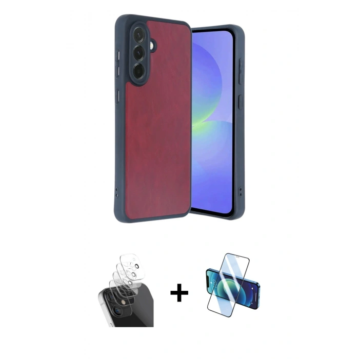 MARSİLYAN™- Galaxy A35 5G Kılıf Kıvılcım Işık Serisi - Siyah 3D Antistatik Seramik Nano Ekran Koruyucu + Kamera Lens Koruma Cam - SF
