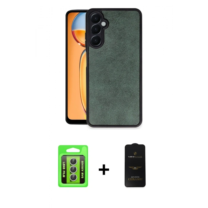 MARSİLYAN™- Galaxy A35 5G Kılıf Kıvılcım Işık Serisi - Siyah 6D Antistatik Mat Seramik Hayalet Nano Ekran Koruyucu + Raze Metal Kamera Lens - GS