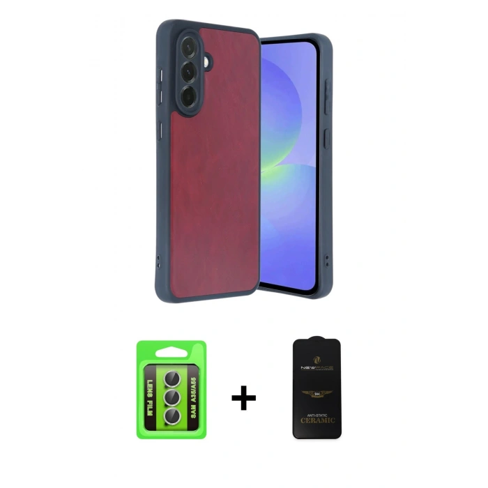 MARSİLYAN™- Galaxy A35 5G Kılıf Kıvılcım Işık Serisi - Siyah 6D Antistatik Mat Seramik Hayalet Nano Ekran Koruyucu + Raze Metal Kamera Lens - GS