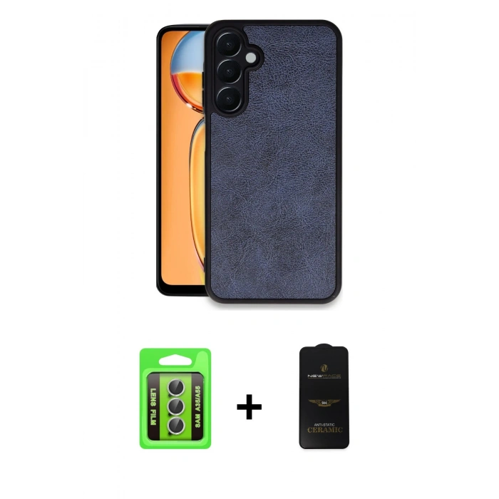 MARSİLYAN™- Galaxy A35 5G Kılıf Kıvılcım Işık Serisi - Siyah 6D Antistatik Mat Seramik Hayalet Nano Ekran Koruyucu + Raze Metal Kamera Lens - GS