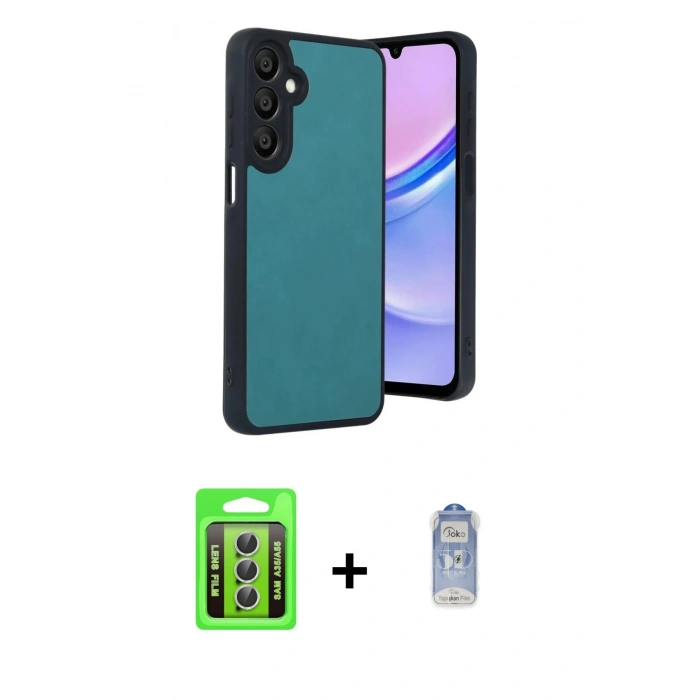 MARSİLYAN™- Galaxy A35 5G Kılıf Kıvılcım Işık Serisi - Siyah Joko Magic 5D Cam + Raze Metal Kamera Lens - GS