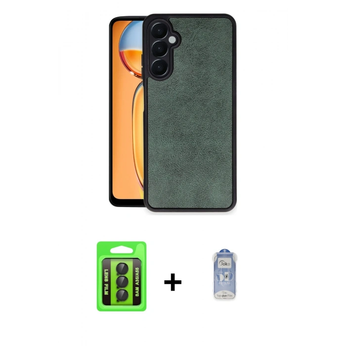 MARSİLYAN™- Galaxy A35 5G Kılıf Kıvılcım Işık Serisi - Siyah Joko Magic 5D Cam + Raze Metal Kamera Lens - SH