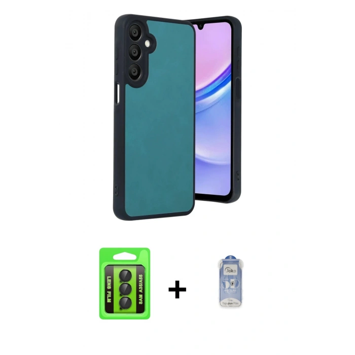 MARSİLYAN™- Galaxy A35 5G Kılıf Kıvılcım Işık Serisi - Siyah Joko Magic 5D Cam + Raze Metal Kamera Lens - SH