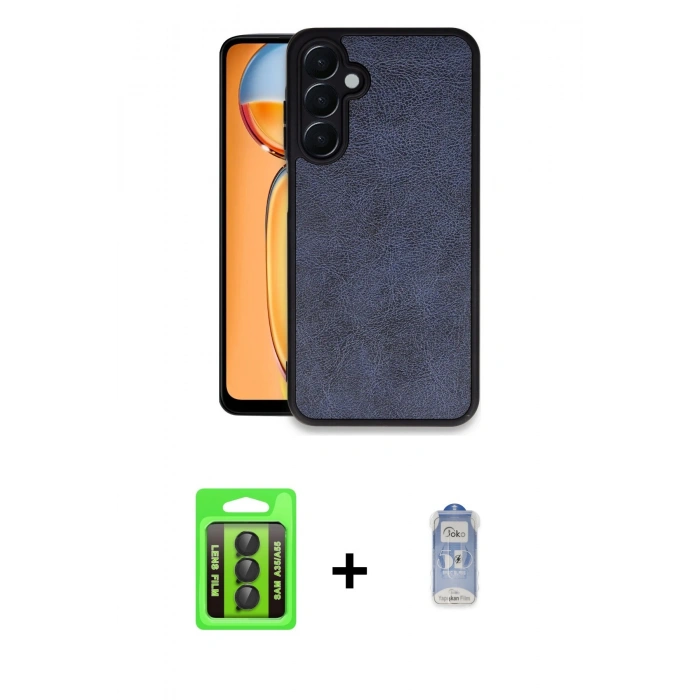 MARSİLYAN™- Galaxy A35 5G Kılıf Kıvılcım Işık Serisi - Siyah Joko Magic 5D Cam + Raze Metal Kamera Lens - SH
