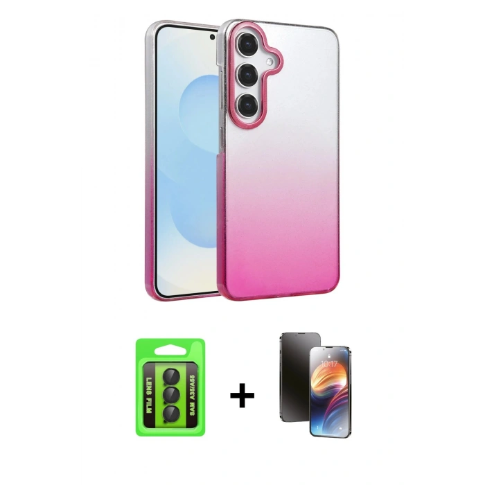 MARSİLYAN™- Galaxy A35 5G Kılıf Kıvılcım Minimal Özel Seri - Siyah 3D Antistatik Mat Seramik Nano Ekran Koruyucu + Raze Metal Kamera Lens - SH