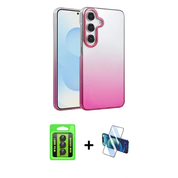 MARSİLYAN™- Galaxy A35 5G Kılıf Kıvılcım Minimal Özel Seri - Siyah 3D Antistatik Seramik Nano Ekran Koruyucu + Siyah Raze Metal Kamera Lens