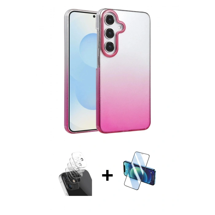 MARSİLYAN™- Galaxy A35 5G Kılıf Kıvılcım Minimal Özel Seri - Siyah 3D Antistatik Seramik Nano Ekran Koruyucu + Şeffaf Kamera Lens Koruma Cam