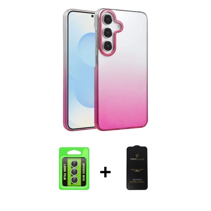 MARSİLYAN™- Galaxy A35 5G Kılıf Kıvılcım Minimal Özel Seri - Siyah 6D Antistatik Mat Seramik Hayalet Nano Ekran Koruyucu + Raze Metal Kamera Lens - GS