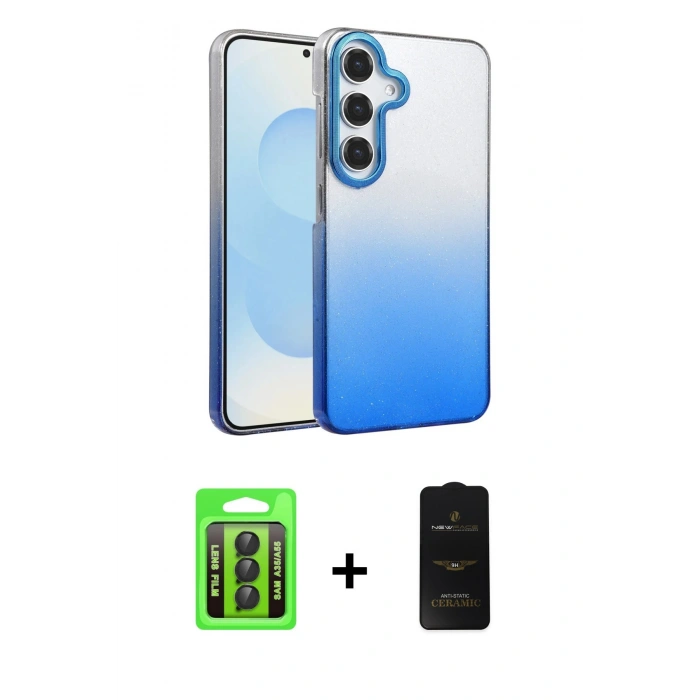 MARSİLYAN™- Galaxy A35 5G Kılıf Kıvılcım Minimal Özel Seri - Siyah 6D Antistatik Mat Seramik Hayalet Nano Ekran Koruyucu + Raze Metal Kamera Lens - SH