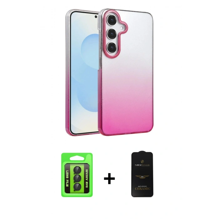MARSİLYAN™- Galaxy A35 5G Kılıf Kıvılcım Minimal Özel Seri - Siyah 6D Antistatik Mat Seramik Hayalet Nano Ekran Koruyucu + Raze Metal Kamera Lens - SH