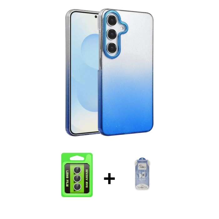MARSİLYAN™- Galaxy A35 5G Kılıf Kıvılcım Minimal Özel Seri - Siyah Joko Magic 5D Cam + Raze Metal Kamera Lens - GS