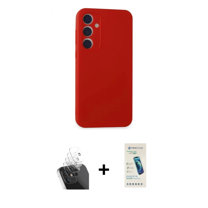 MARSİLYAN™- Galaxy A35 5G Kılıf Kozmos Yansıma Özel Seri - Şeffaf Pasifik Cam Ekran Koruyucu + Kamera Lens Koruma Cam - SF
