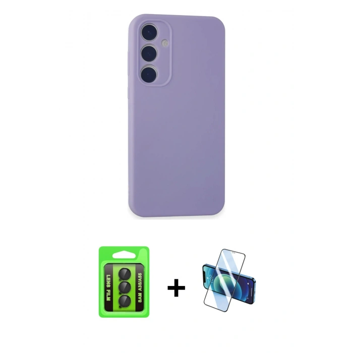 MARSİLYAN™- Galaxy A35 5G Kılıf Kozmos Yansıma Özel Seri - Siyah 3D Antistatik Cam Ekran Koruyucu + Raze Metal Kamera Lens - SH
