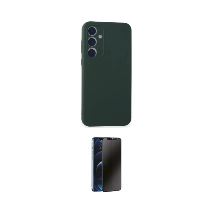 MARSİLYAN™- Galaxy A35 5G Kılıf Kozmos Yansıma Özel Seri - Siyah 3D Antistatik Hayalet Cam Ekran Koruyucu