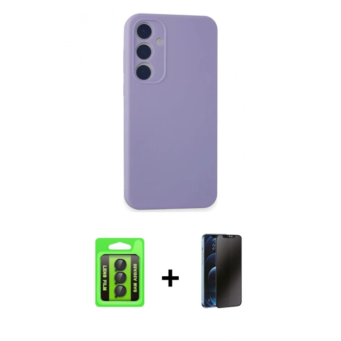 MARSİLYAN™- Galaxy A35 5G Kılıf Kozmos Yansıma Özel Seri - Siyah 3D Antistatik Hayalet Cam Ekran Koruyucu + Raze Metal Kamera Lens - SH