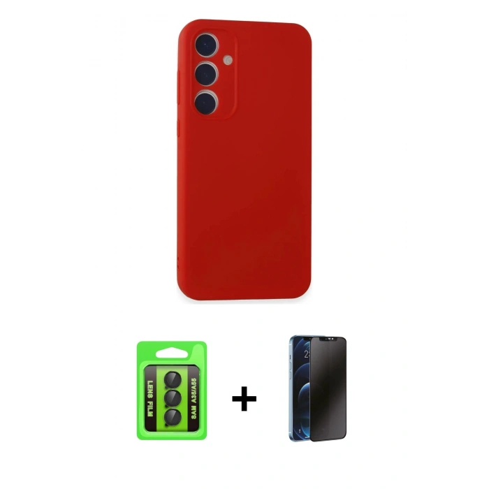 MARSİLYAN™- Galaxy A35 5G Kılıf Kozmos Yansıma Özel Seri - Siyah 3D Antistatik Hayalet Cam Ekran Koruyucu + Raze Metal Kamera Lens - SH