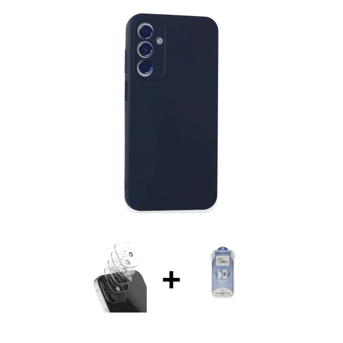 MARSİLYAN™- Galaxy A35 5G Kılıf Kozmos Yansıma Özel Seri - Siyah Joko Magic 5D Cam + Kamera Lens Koruma Cam - SF