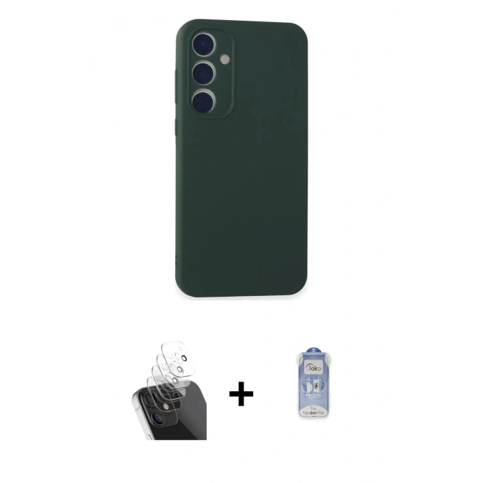 MARSİLYAN™- Galaxy A35 5G Kılıf Kozmos Yansıma Özel Seri - Siyah Joko Magic 5D Cam + Kamera Lens Koruma Cam - SF