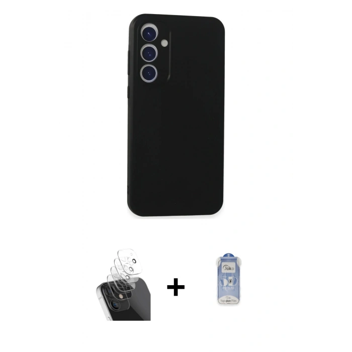 MARSİLYAN™- Galaxy A35 5G Kılıf Kozmos Yansıma Özel Seri - Siyah Joko Magic 5D Cam + Kamera Lens Koruma Cam - SF