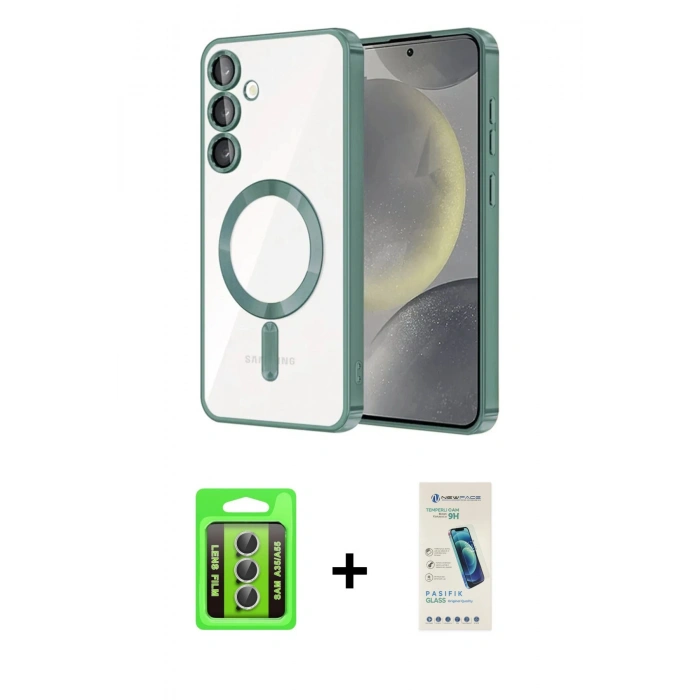 MARSİLYAN™- Galaxy A35 5G Kılıf Nova Işık Özel Seri - Şeffaf Pasifik Cam Ekran Koruyucu + Raze Metal Kamera Lens - GS