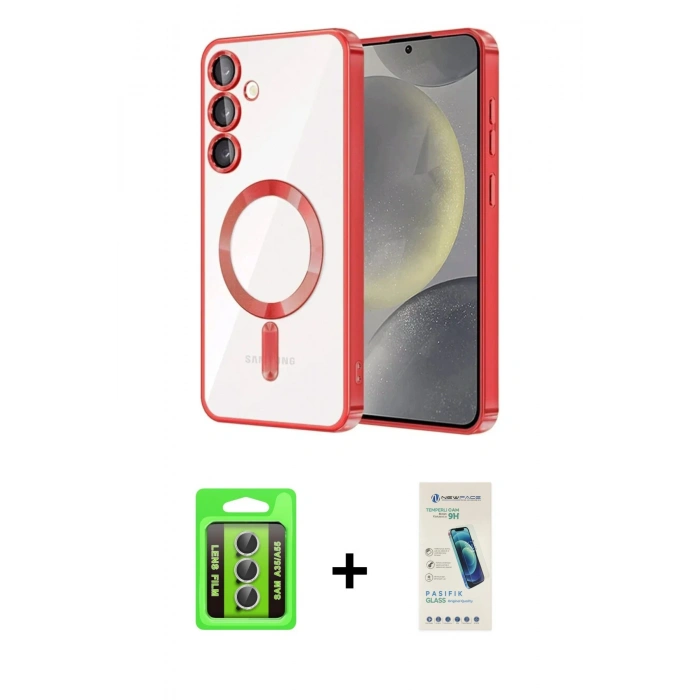 MARSİLYAN™- Galaxy A35 5G Kılıf Nova Işık Özel Seri - Şeffaf Pasifik Cam Ekran Koruyucu + Raze Metal Kamera Lens - GS