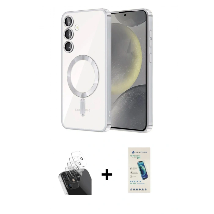 MARSİLYAN™- Galaxy A35 5G Kılıf Nova Işık Özel Seri - Şeffaf Pasifik Cam Ekran Koruyucu + Kamera Lens Koruma Cam - SF
