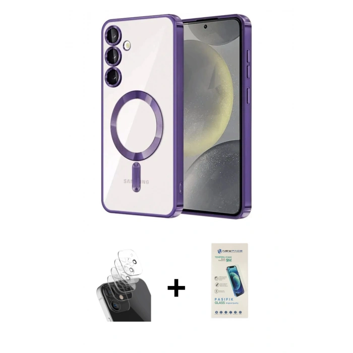 MARSİLYAN™- Galaxy A35 5G Kılıf Nova Işık Özel Seri - Şeffaf Pasifik Cam Ekran Koruyucu + Kamera Lens Koruma Cam - SF