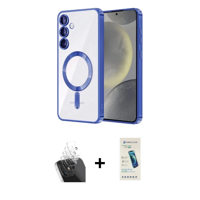 MARSİLYAN™- Galaxy A35 5G Kılıf Nova Işık Özel Seri - Şeffaf Pasifik Cam Ekran Koruyucu + Kamera Lens Koruma Cam - SF